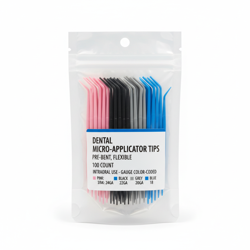 Milo Pre-Bent Applicator Tips Colour-Coded by Gauge Bag of 100