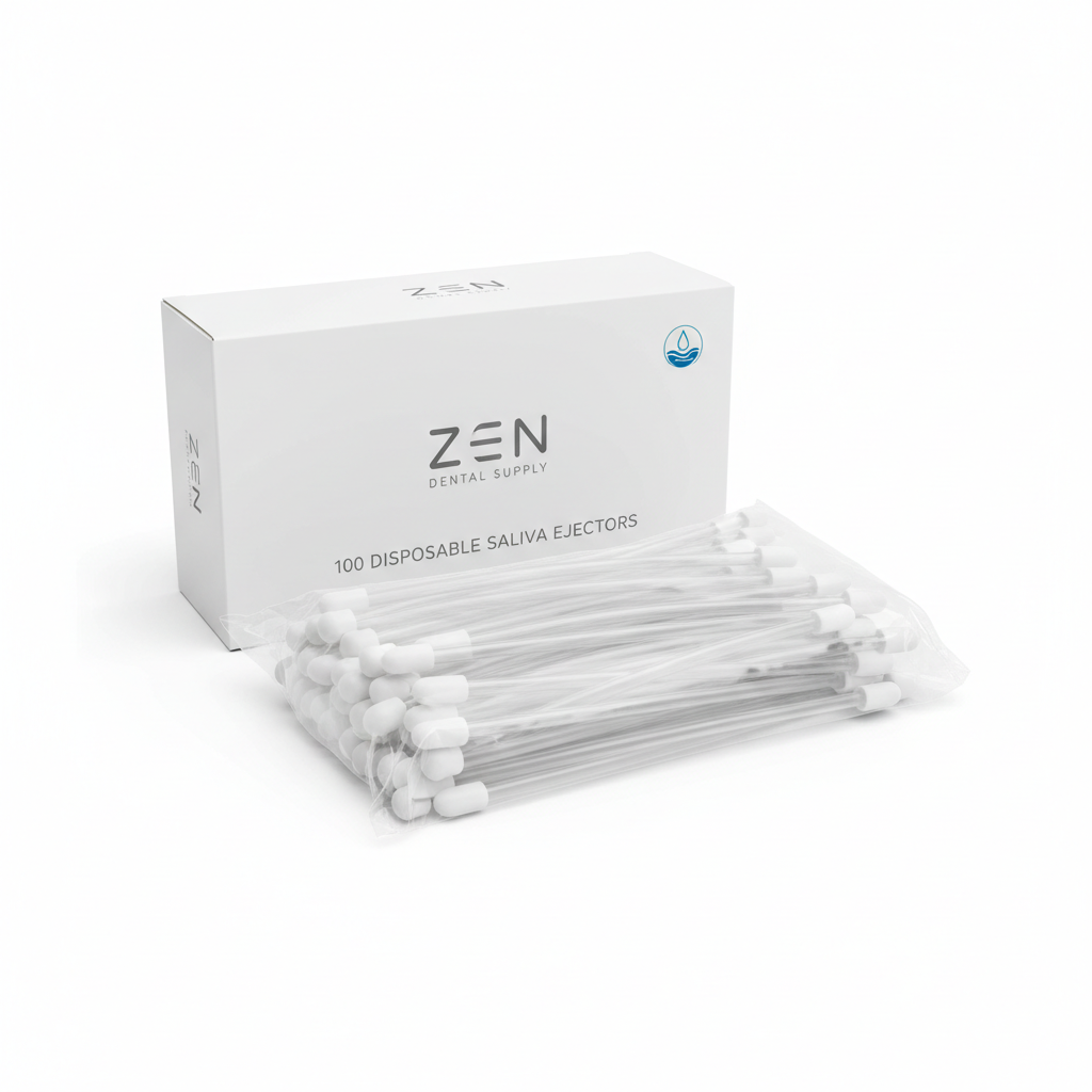Zen Disposable Saliva Ejectors Pack of 100 Clear with White Tip