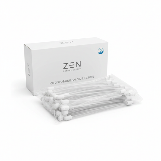 Zen Disposable Saliva Ejectors Pack of 100 Clear with White Tip