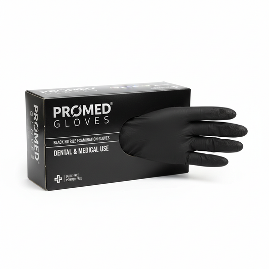 INTCO Black Nitrile Examination Gloves Box of 100