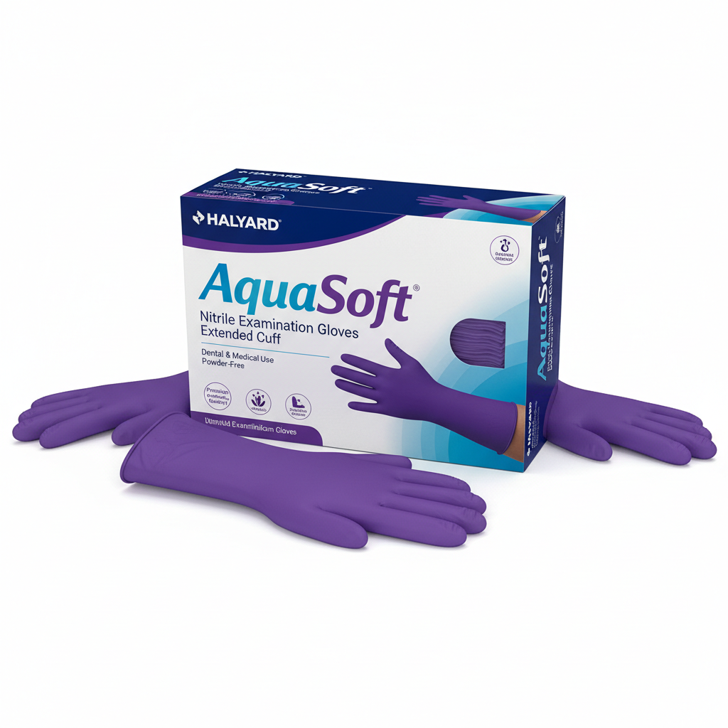 Halyard AquaSoft Purple Nitrile Examination Gloves Box of 300