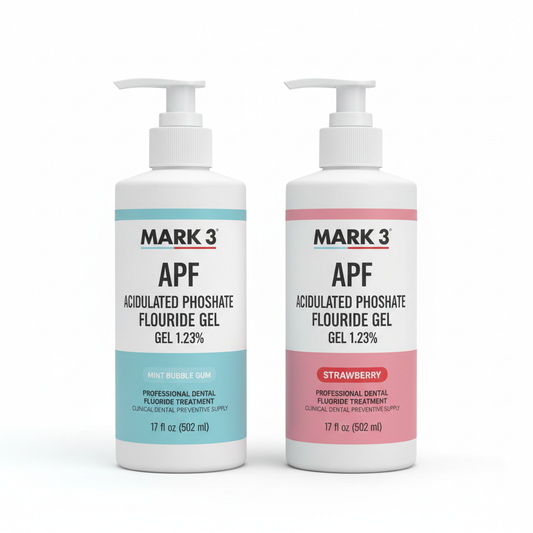 Mark 3 APF 1.23% Fluoride Gel 17oz Bottle Mint Bubble Gum Strawberry
